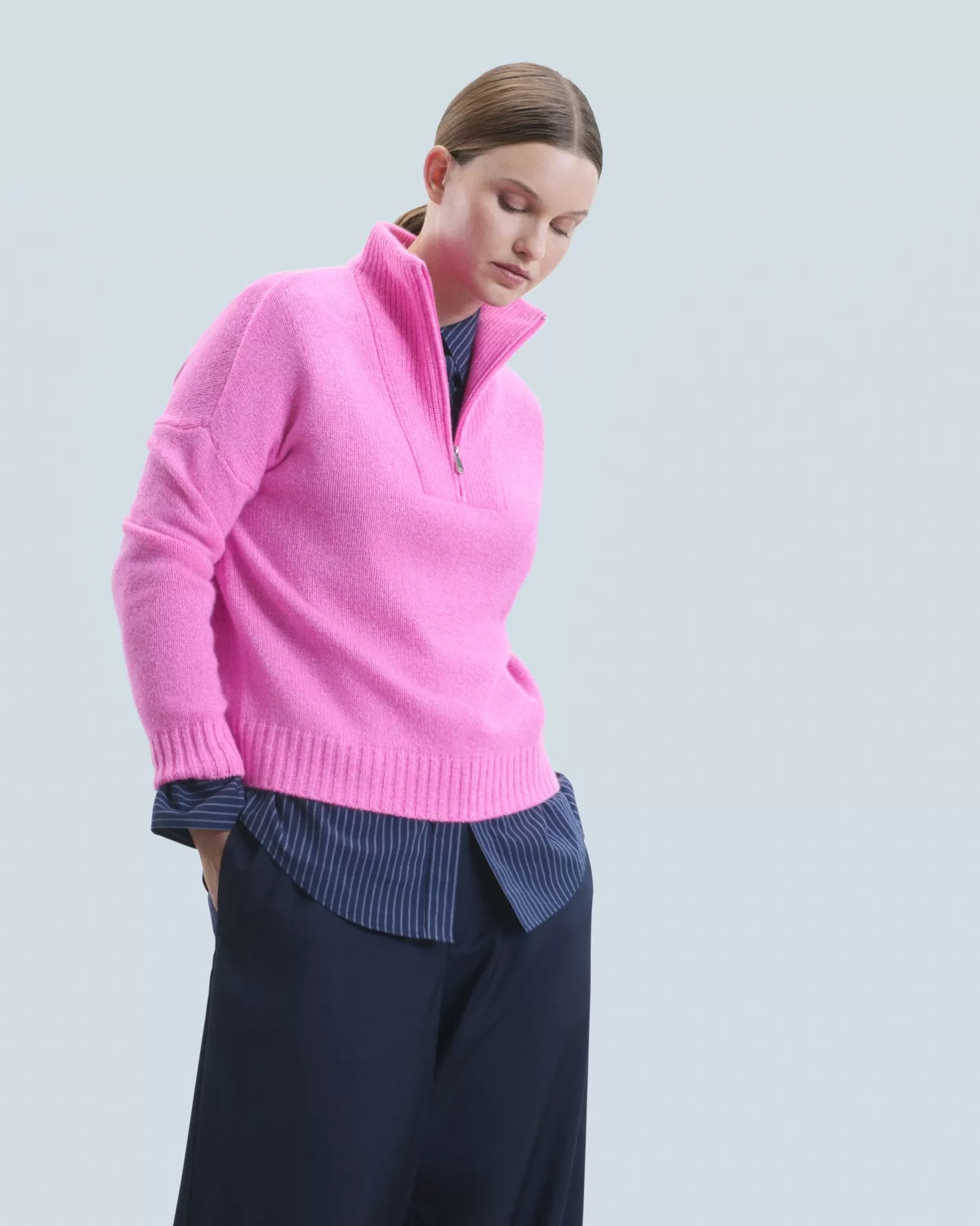 Maglione Collo Alto Con Zip Pesante-FROM FUTURE Store
