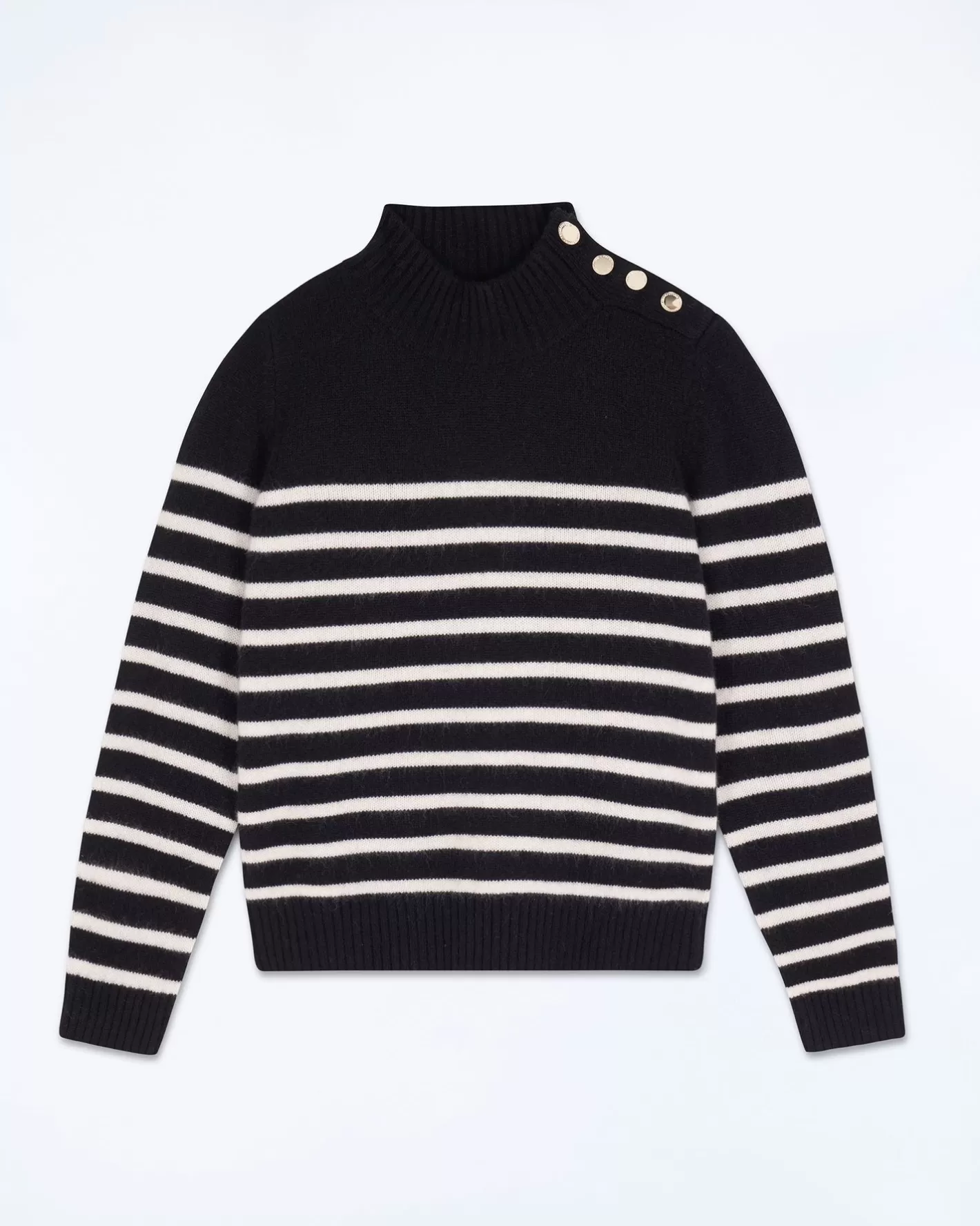 Maglione Collo Alto Marinière Con Bottoni-FROM FUTURE New