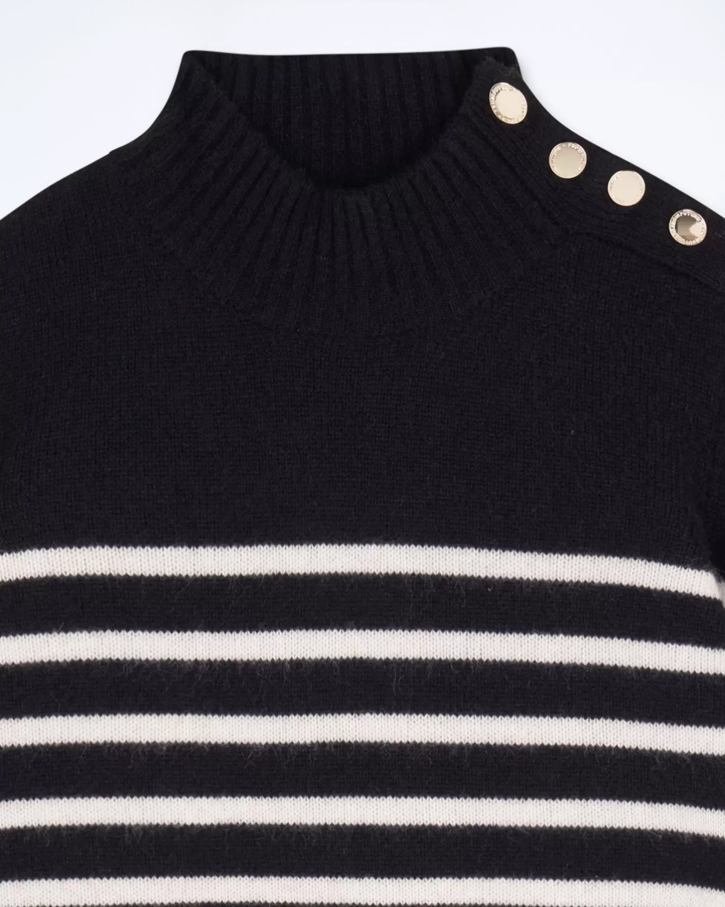 Maglione Collo Alto Marinière Con Bottoni-FROM FUTURE New