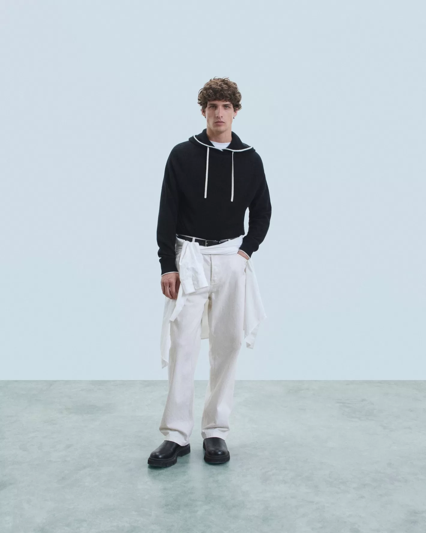 Maglione Con Cappuccio Bordini A Contrasto Leggero-FROM FUTURE Shop