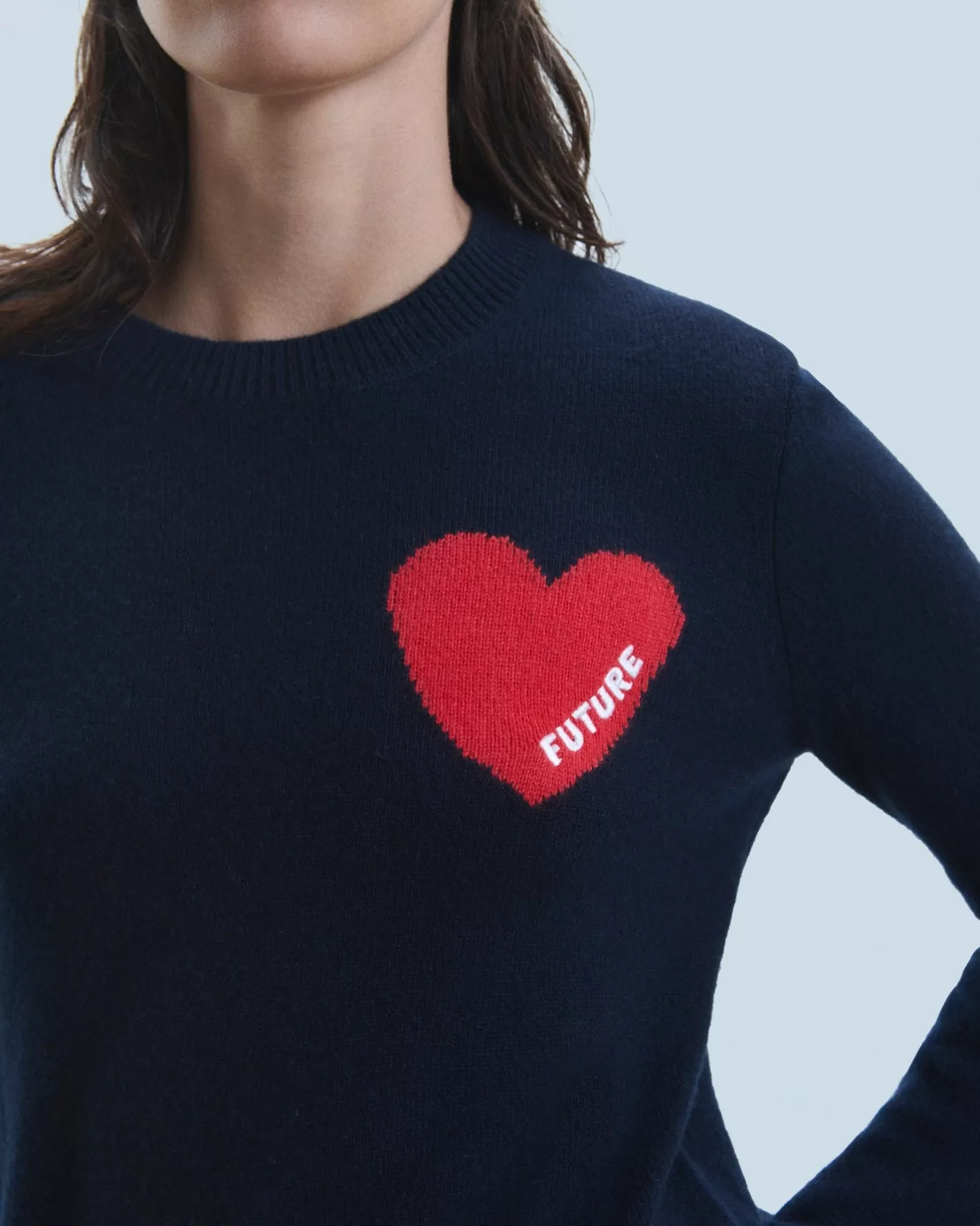 Maglione Scollo Tondo Cuore Leggero-FROM FUTURE Discount