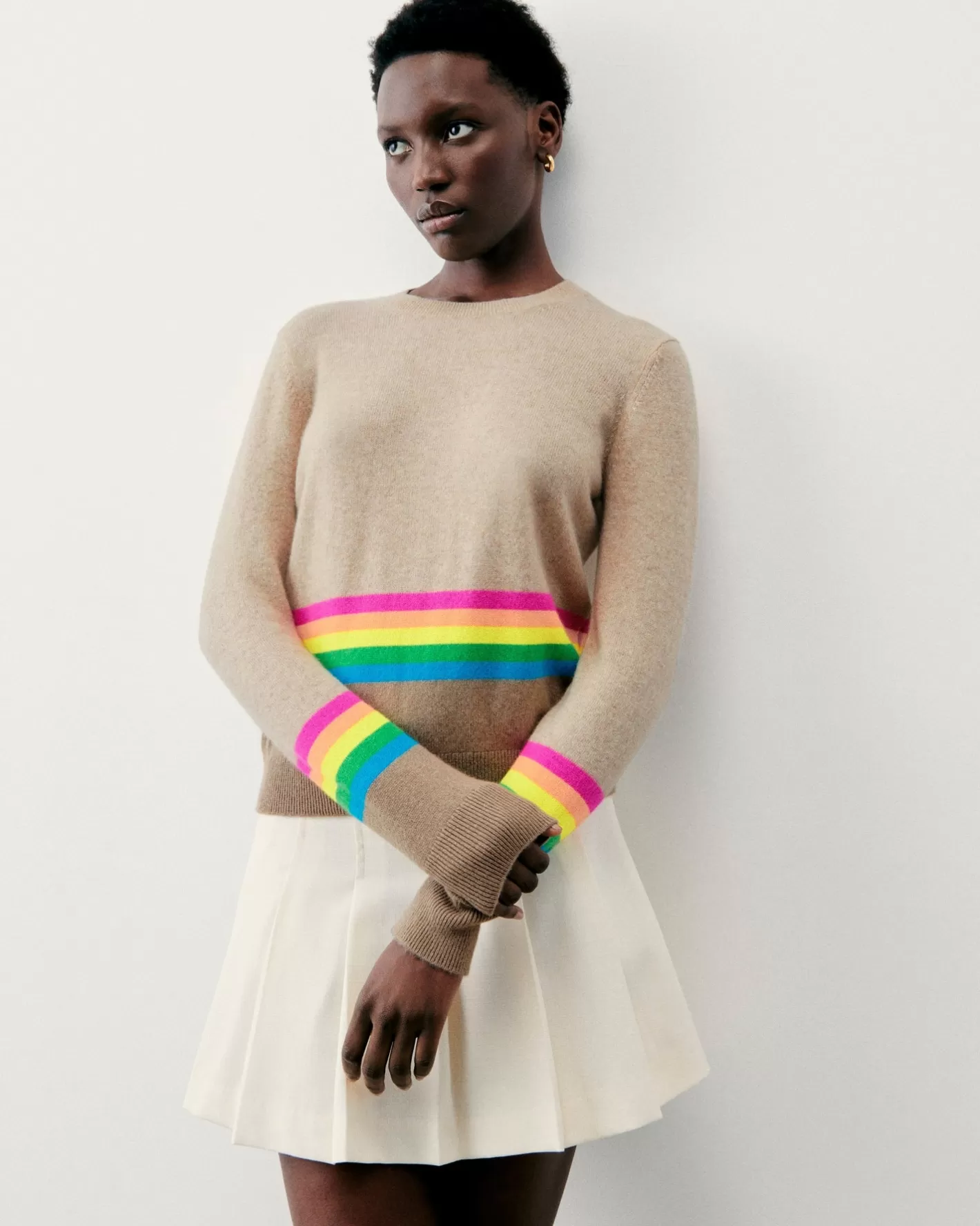 Maglione Scollo Tondo Fondo Con Bande Multicolori-FROM FUTURE Best