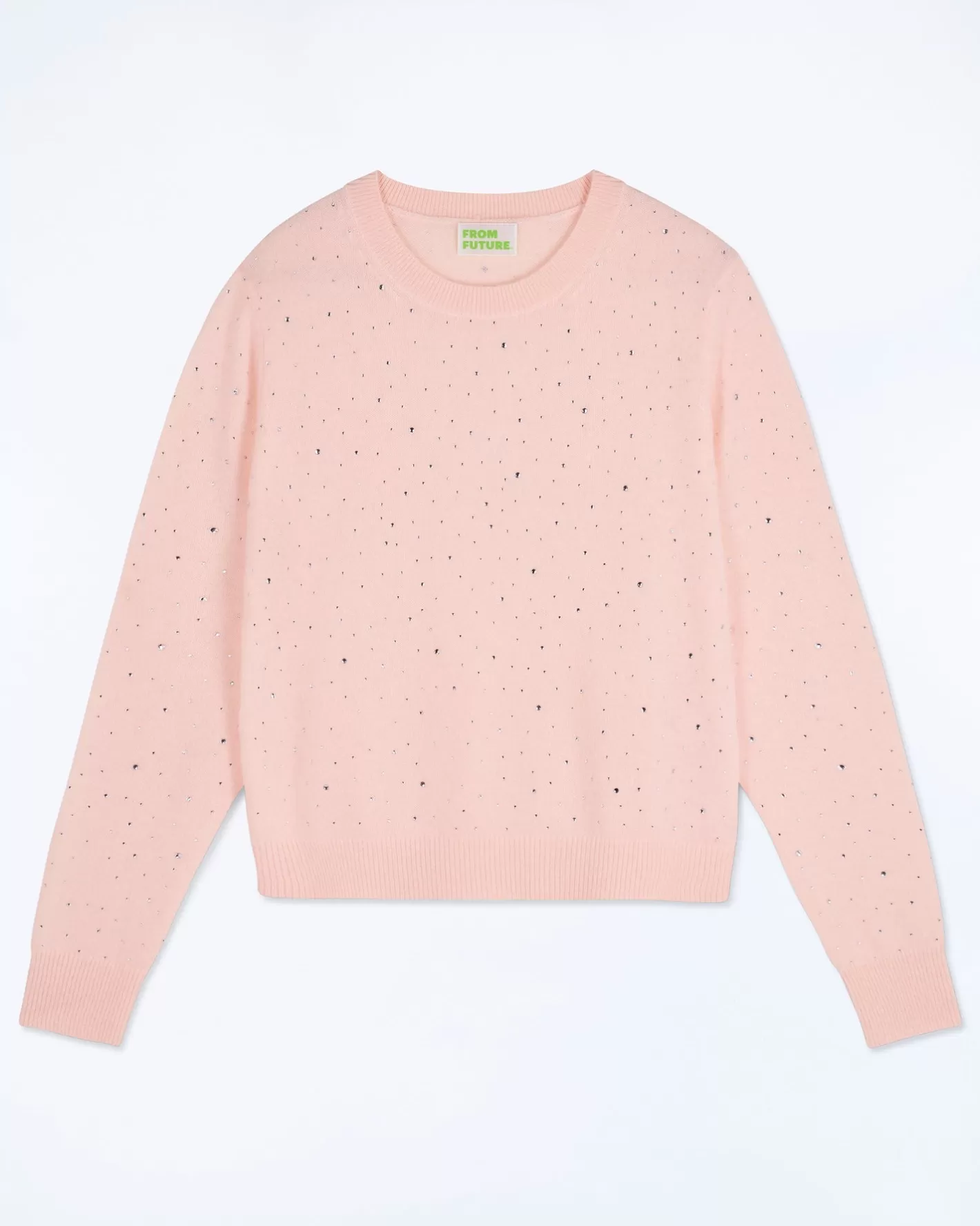 Maglione Scollo Tondo Strass All Over Leggero-FROM FUTURE Cheap