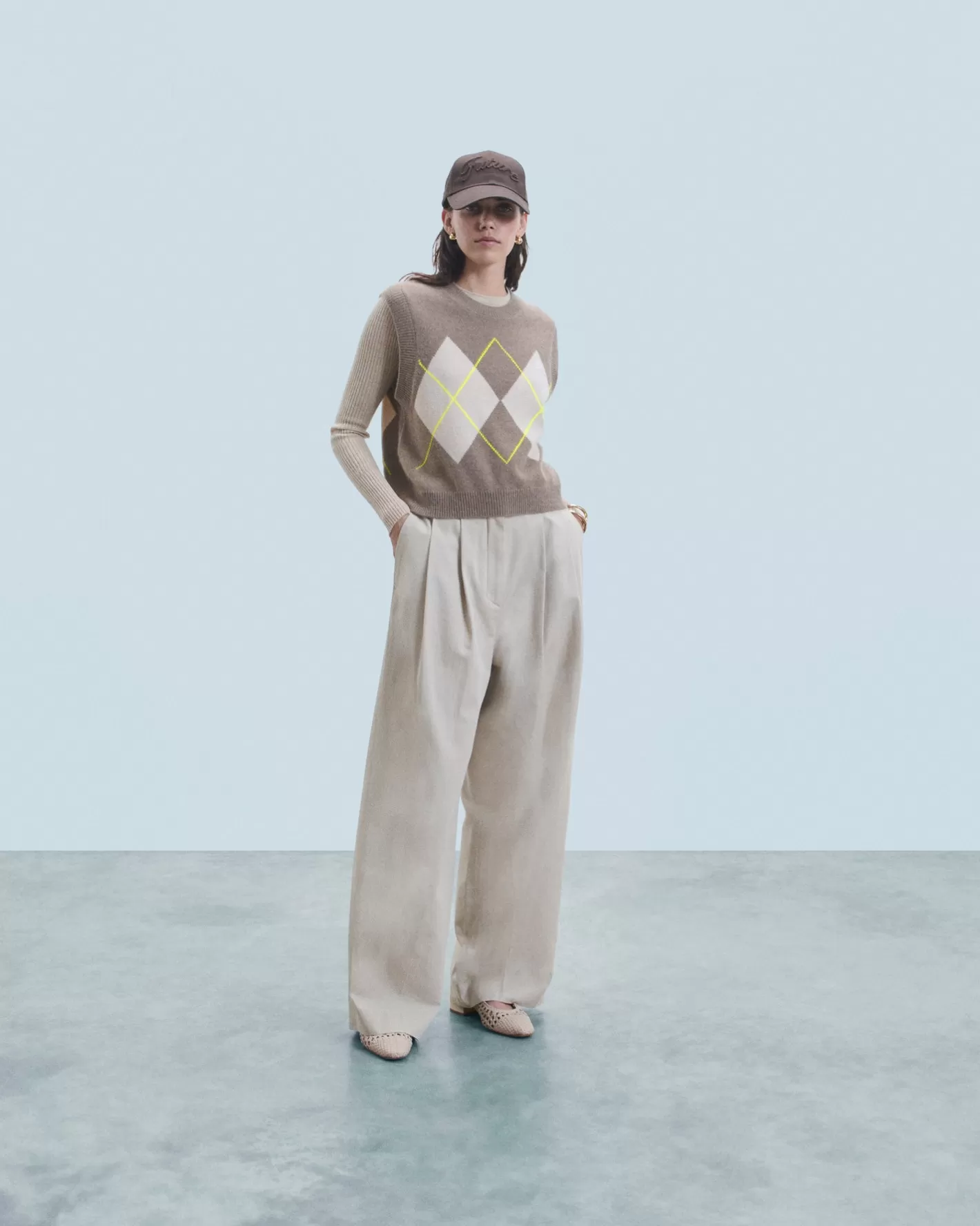 Maglione Senza Maniche Con Motivo Losanghe-FROM FUTURE Store