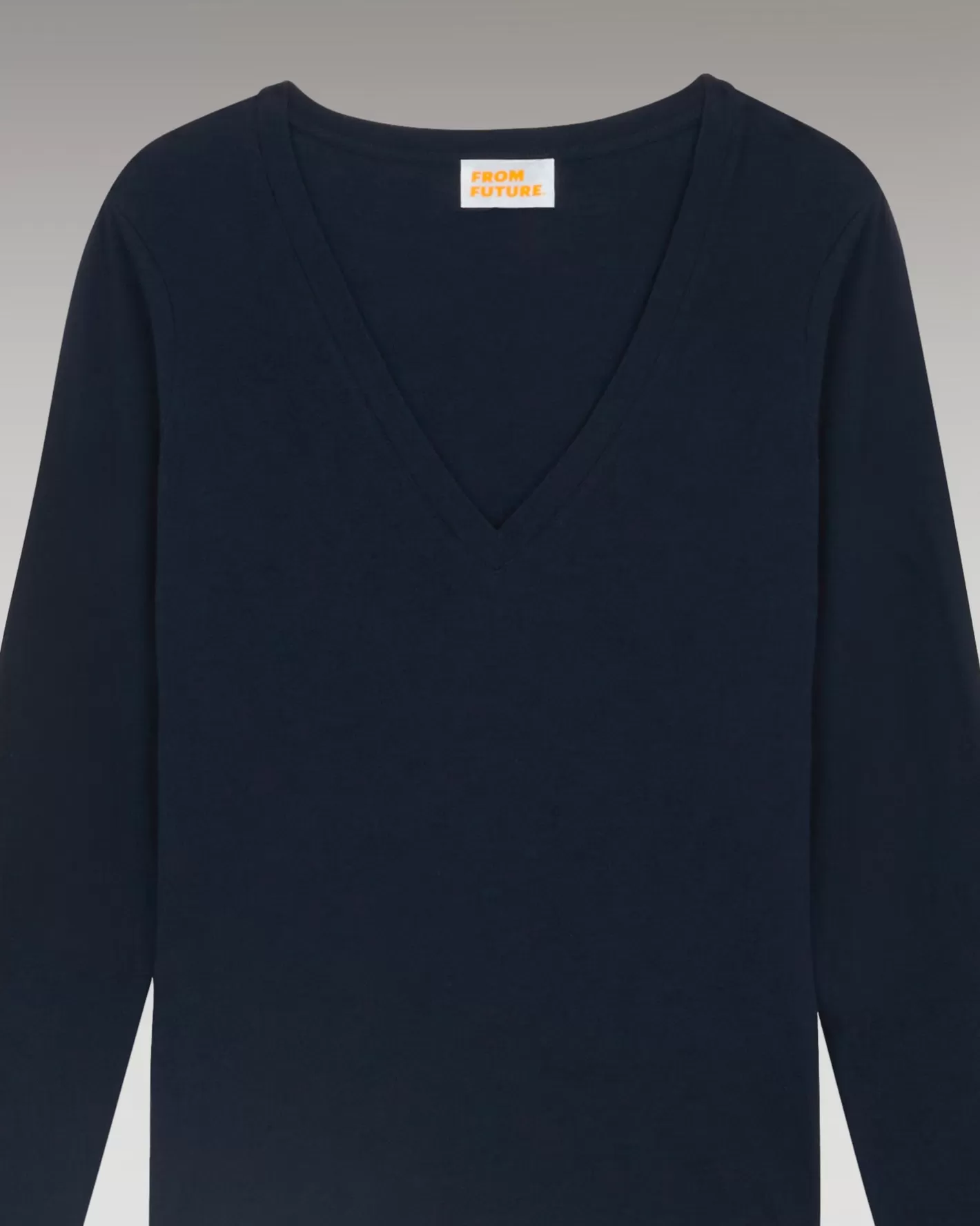 T-Shirt Scollo A V Maniche Lunghe Basic-FROM FUTURE Discount