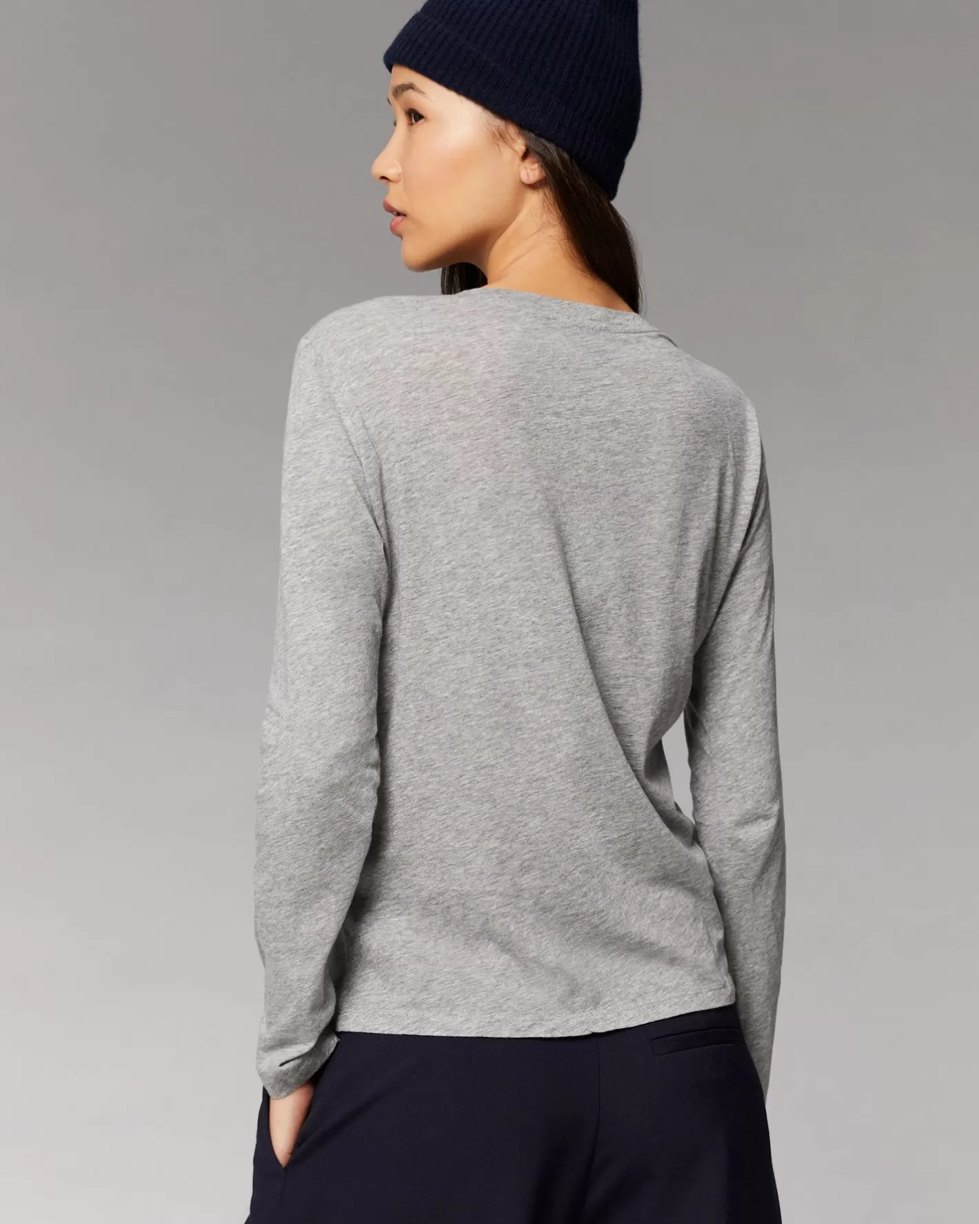 T-Shirt Scollo Tondo Maniche Lunghe Basic-FROM FUTURE Sale