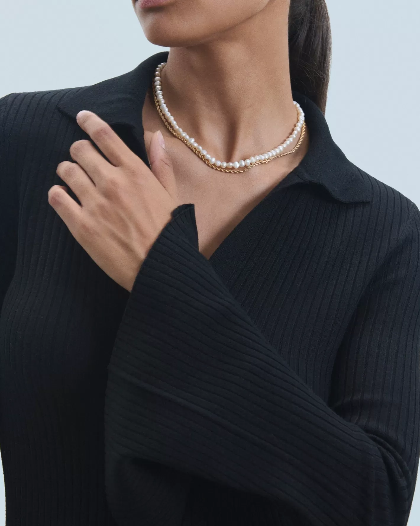 Vestito Lungo Maniche Lunghe Collo A Polo-FROM FUTURE Store
