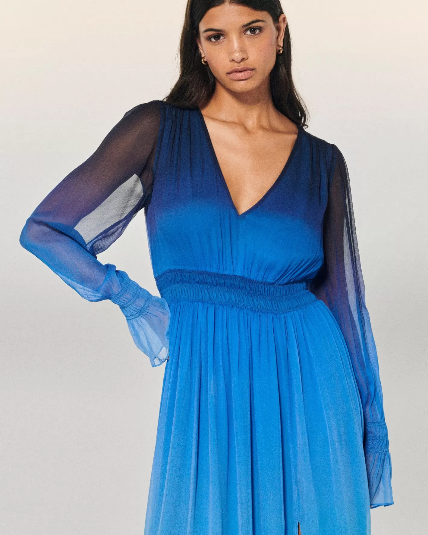 Vestito Lungo Maniche Lunghe Mussolina-FROM FUTURE Outlet