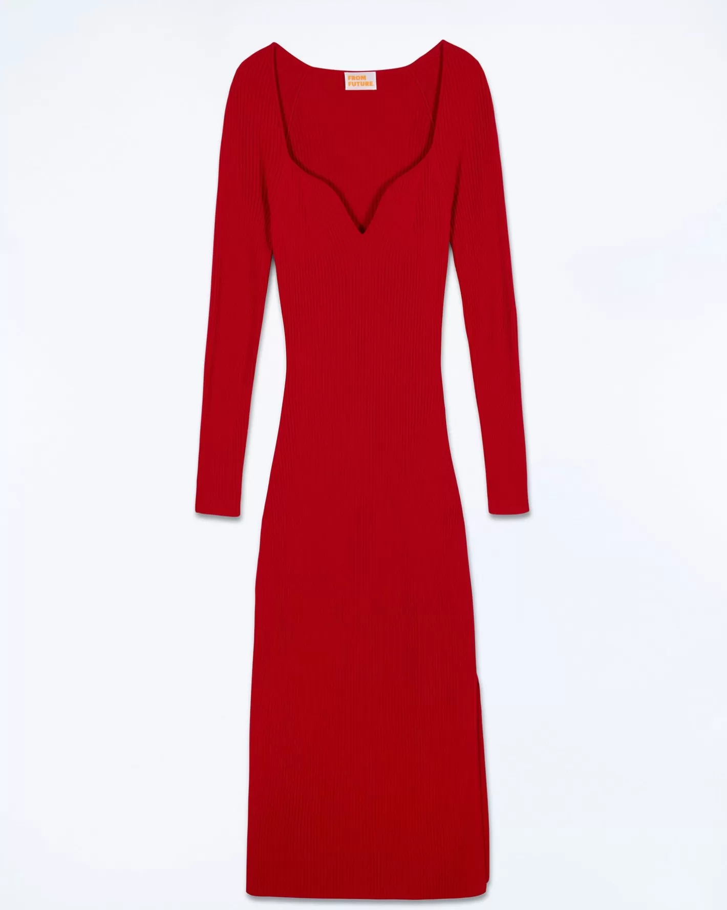 Vestito Lungo Maniche Lunghe Scollo A Cuore-FROM FUTURE Hot